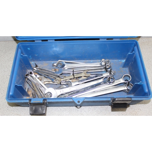 801 - Blue toolbox and contents, mainly sockets and spanners