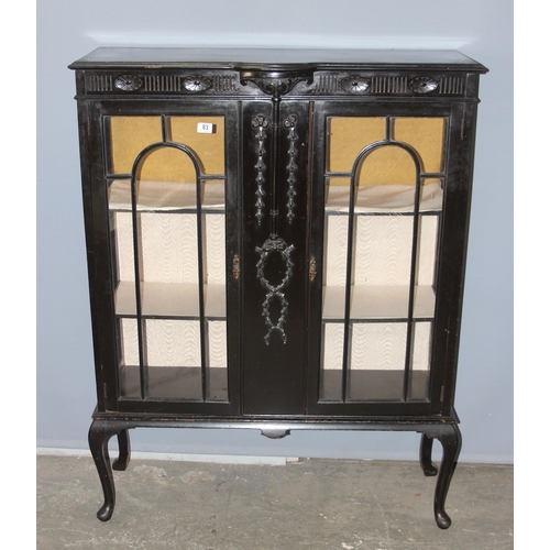 83 - A Victorian ebonised display cabinet with mirror top, approx 106cm wide x 40cm deep x 186cm tall