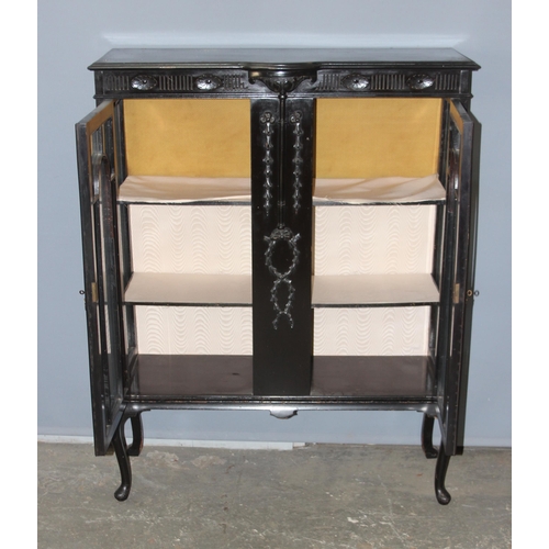 83 - A Victorian ebonised display cabinet with mirror top, approx 106cm wide x 40cm deep x 186cm tall