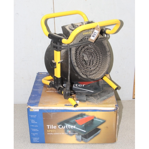 831 - NuTool NP551 tile cutter and a Stanley ST-52-241-E space heater