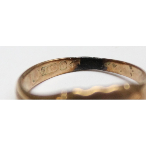 1137 - A small 9ct gold signet ring, Chester but marks rubbed, approx size G, and a 9ct gold ring (marked 1... 