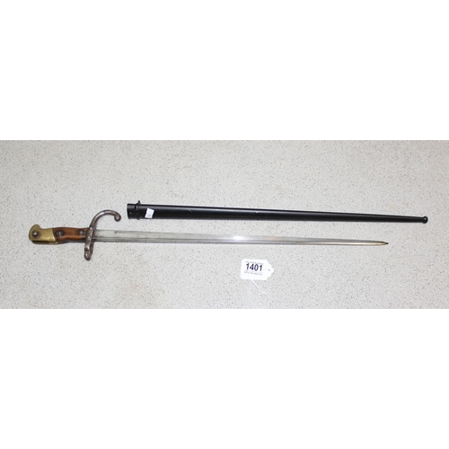 1401 - A French model 1874 bayonet and scabbard, dated 1877