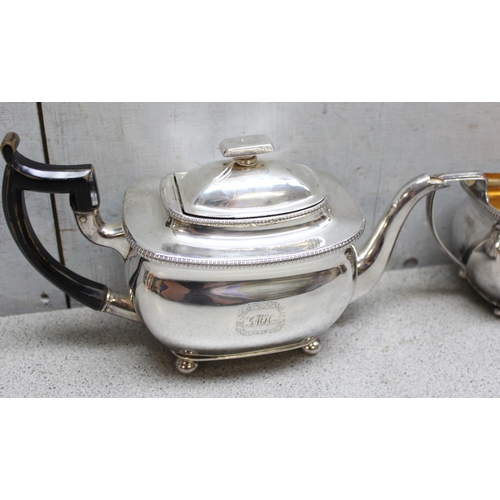 1055 - High quality 19th century silver-plated tea set, with gilt interior