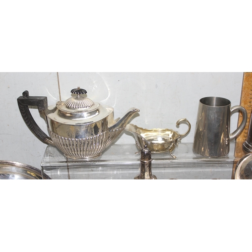 1056 - Qty of antique and later metalware and flatware, mostly silver-plate, approx 7.8kg gross