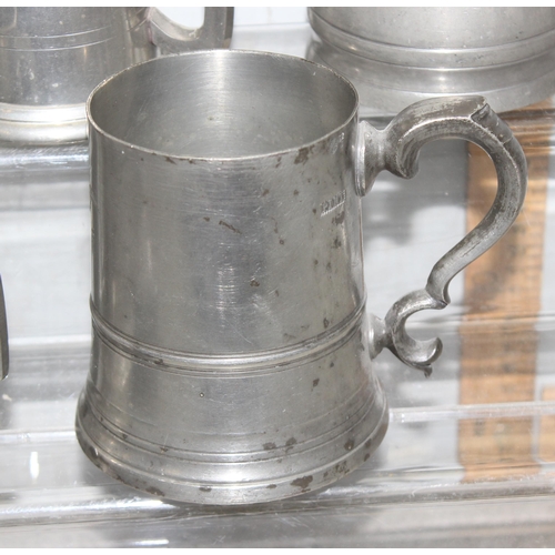 1057 - Qty of antique and later pewter tankards, approx 3.6kg gross