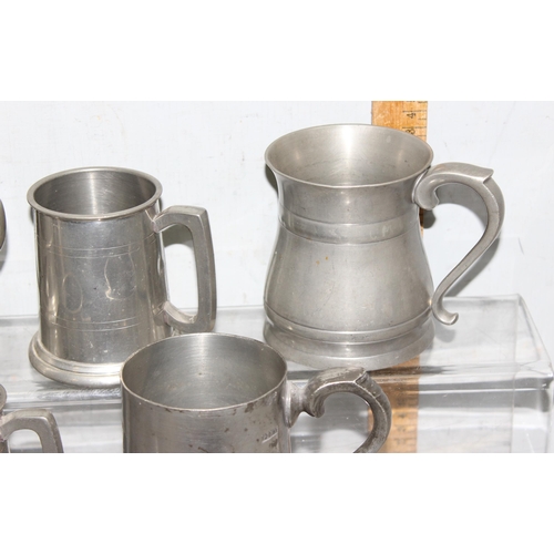 1057 - Qty of antique and later pewter tankards, approx 3.6kg gross