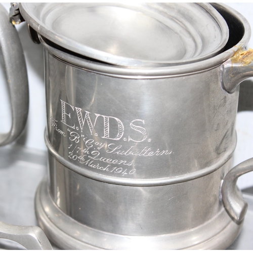 1057 - Qty of antique and later pewter tankards, approx 3.6kg gross