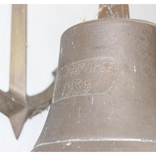 1765 - Vintage replica brass wall bell and anchor bracket of the one for the German pocket battleship PS-Gr... 