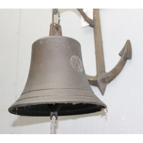 1765 - Vintage replica brass wall bell and anchor bracket of the one for the German pocket battleship PS-Gr... 