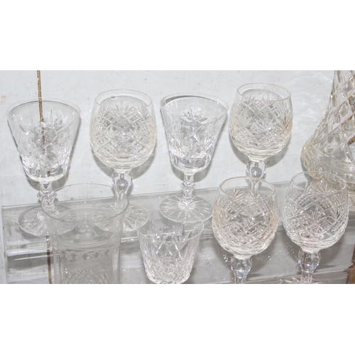 1772 - Qty of cut glass items to incl decanters, dishes, and glasses