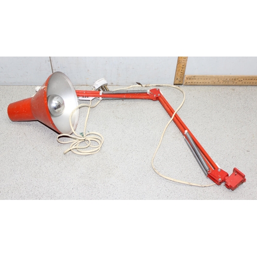 250 - Retro red painted mountable adjustable bench lamp by HCF of Denmark