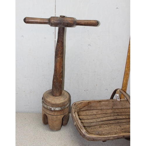 330 - Wooden garden trug and wash dolly