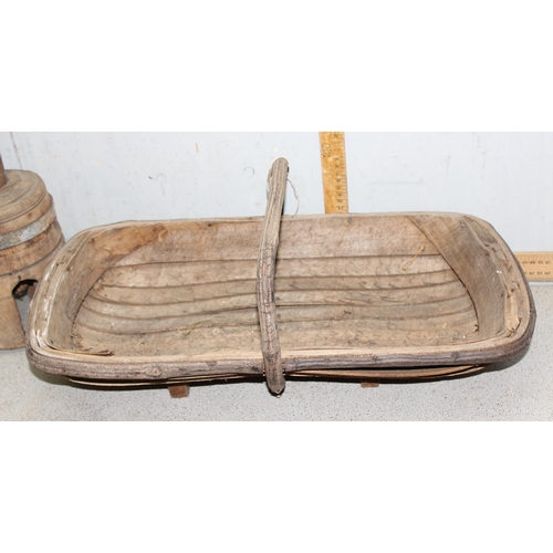 330 - Wooden garden trug and wash dolly