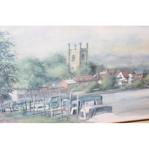 462 - Ken Messer print of Oxfordshire, approx 55cm x 50cm