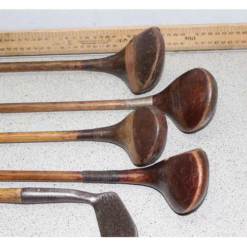 711 - Qty of antique hickory shafted golf clubs to incl Crescent, Ernest Hooker Yelverton (8)