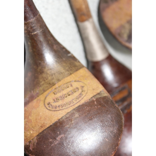 711 - Qty of antique hickory shafted golf clubs to incl Crescent, Ernest Hooker Yelverton (8)