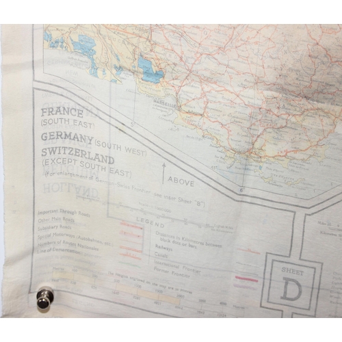 1454 - A 1943 dated WW2 silk escape map of Belgium & Germany and a leather covered folding mirror (2)