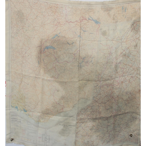 1454 - A 1943 dated WW2 silk escape map of Belgium & Germany and a leather covered folding mirror (2)