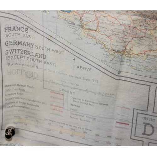 1454 - A 1943 dated WW2 silk escape map of Belgium & Germany and a leather covered folding mirror (2)