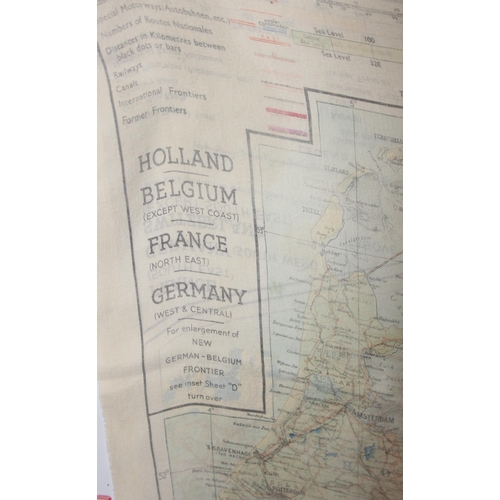 1454 - A 1943 dated WW2 silk escape map of Belgium & Germany and a leather covered folding mirror (2)