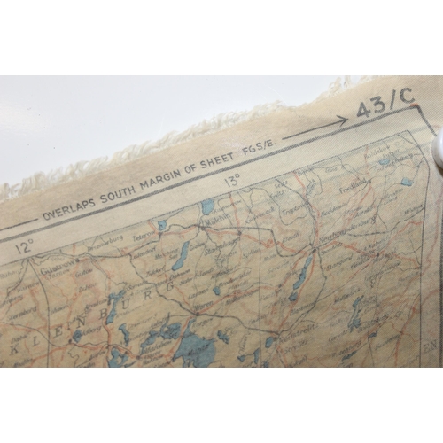 1454 - A 1943 dated WW2 silk escape map of Belgium & Germany and a leather covered folding mirror (2)