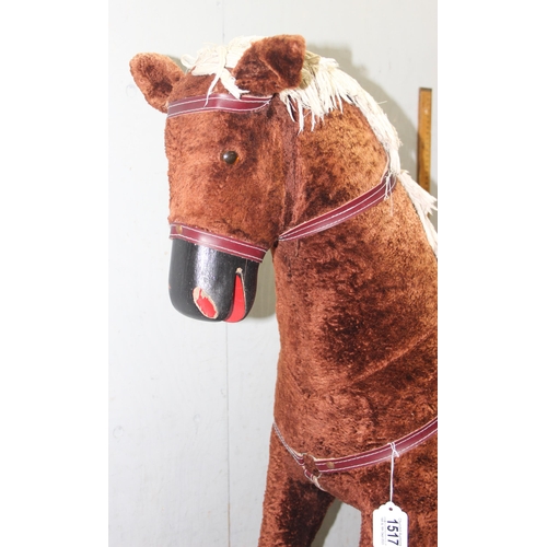 1517 - Vintage rocking horse, approx 144cm long x 102cm tall