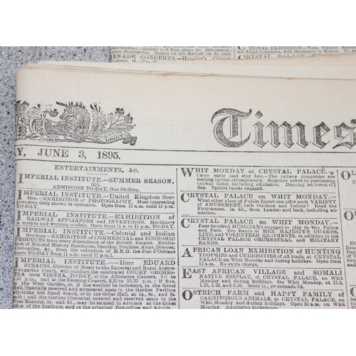 541 - 3 Antique newspapers to include The Times and The Express, earliest dated June 21st 1881, A Tom Thum... 