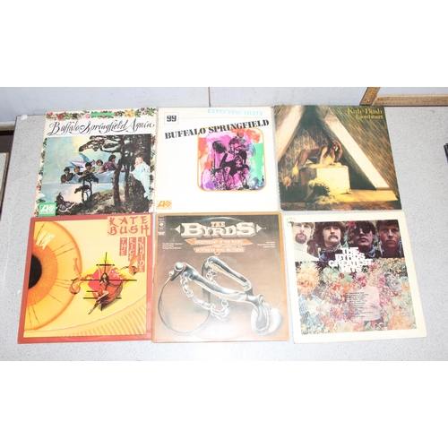 612 - Box of mixed LP vinyl records, artists A-E, to incl AC/DC, The Beach Boys, The Beatles, The Byrds, C... 