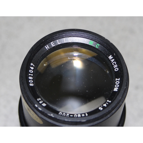 661 - Qty of Camera lenses to include Helios macro zoom 1:4.5 and a Yashikor AUX wide angle 1:4