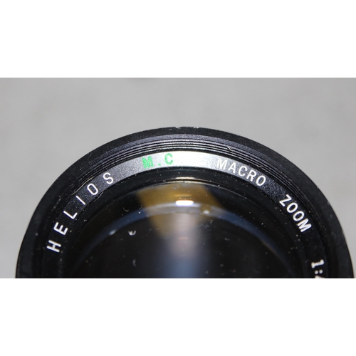 661 - Qty of Camera lenses to include Helios macro zoom 1:4.5 and a Yashikor AUX wide angle 1:4