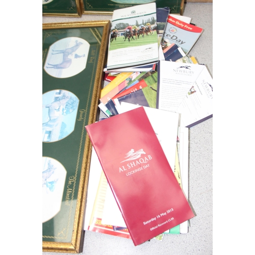 713 - Qty of vintage horse racing programmes and framed prints of famous horses