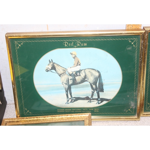 713 - Qty of vintage horse racing programmes and framed prints of famous horses