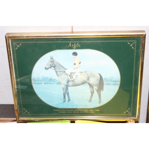 713 - Qty of vintage horse racing programmes and framed prints of famous horses