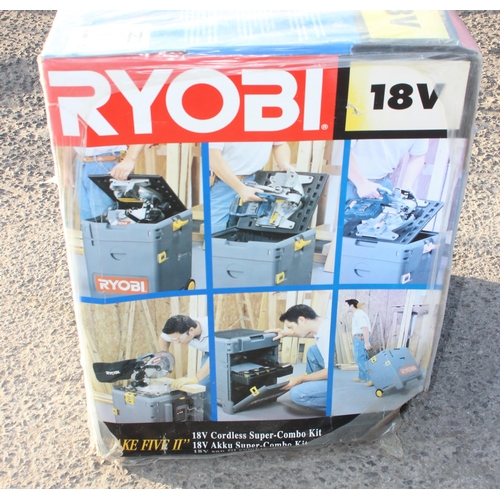 822 - Ryobi 18v CSC-18/5 tool box containing 5 power tools, still factory sealed new