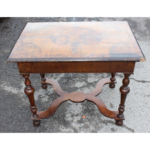 41A - A William & Mary or Queen Anne period c.1700 low boy or console table with circular parquetry inlaid... 