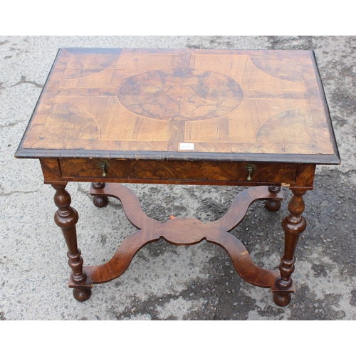 41A - A William & Mary or Queen Anne period c.1700 low boy or console table with circular parquetry inlaid... 