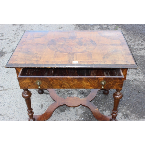 41A - A William & Mary or Queen Anne period c.1700 low boy or console table with circular parquetry inlaid... 