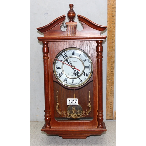 1317 - Wooden cased wall clock with Quartz movement