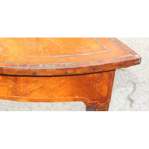 21 - Antique mahogany demilune table, approx 115cm W x 56cm D x 70cm H