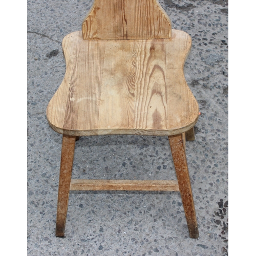 42 - Danish style pine heart-backed folk chair, approx 87cm tall