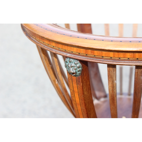 22 - Regency style mahogany inlaid jardiniere stand, approx 37cm W x 91cm H