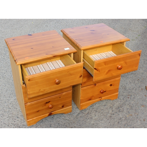 48 - Pair of pine 3-drawer bedside units, approx 49cm W x 44cm D x 70cm H