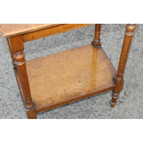 47 - Edwardian light oak side table, approx 53cm W x 35cm D x 75cm H