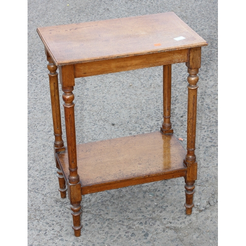 47 - Edwardian light oak side table, approx 53cm W x 35cm D x 75cm H