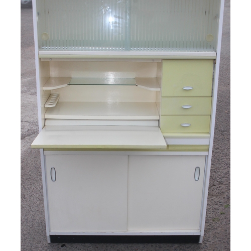 39 - A retro mid-century kitchen larder cabinet by Hygena, approx 106cm W x 42cm D x 172cm H