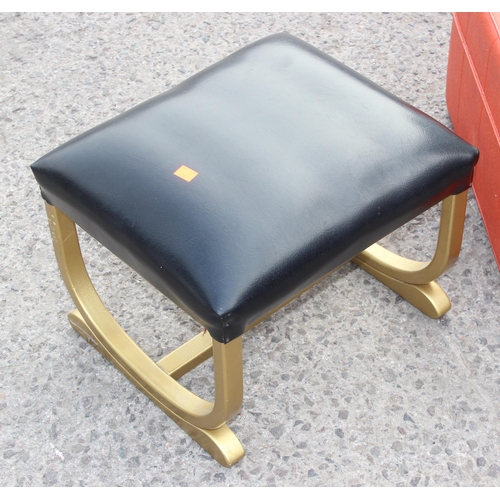 5 - 2 retro footstools to incl orange pouffe and a black and gold example