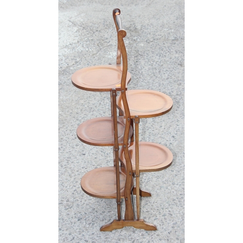 12 - A vintage 5-tier mahogany folding cake stand, approx 90cm H