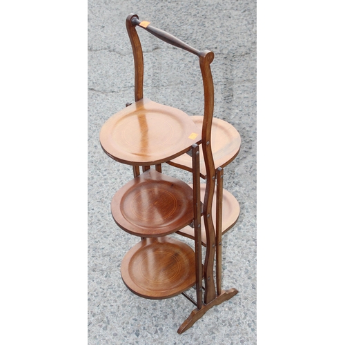 12 - A vintage 5-tier mahogany folding cake stand, approx 90cm H