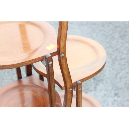 12 - A vintage 5-tier mahogany folding cake stand, approx 90cm H