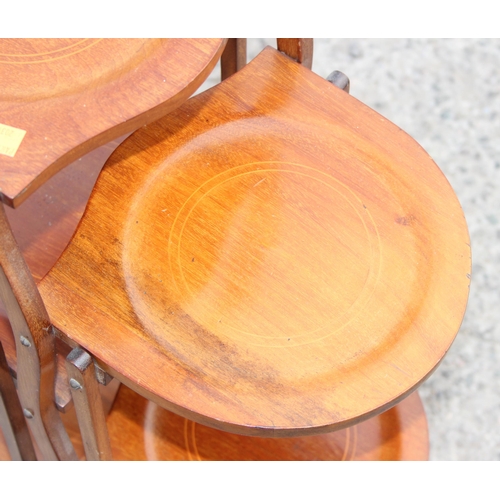 12 - A vintage 5-tier mahogany folding cake stand, approx 90cm H